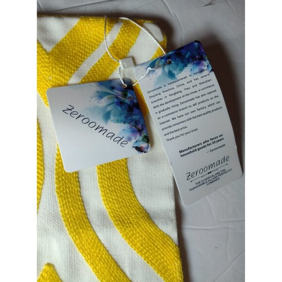 Zeroomade Embroidered Geometric Pillow Cover Yellow Boho Cotton NEW - Picture 5 of 5